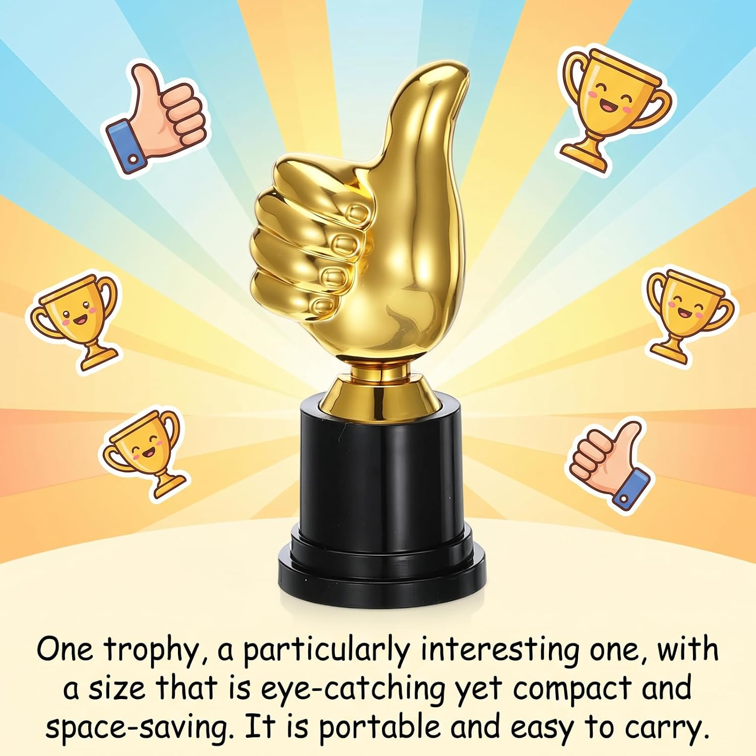 4PCS Golden Thumbs Up Award Trophy, Funny Plastic Winner Award Status Sculpture 5 Inch Gold Trophy Cups Small-Trophy for Staff or Adults Party Favors Sports Game Job Football Competition Rewards