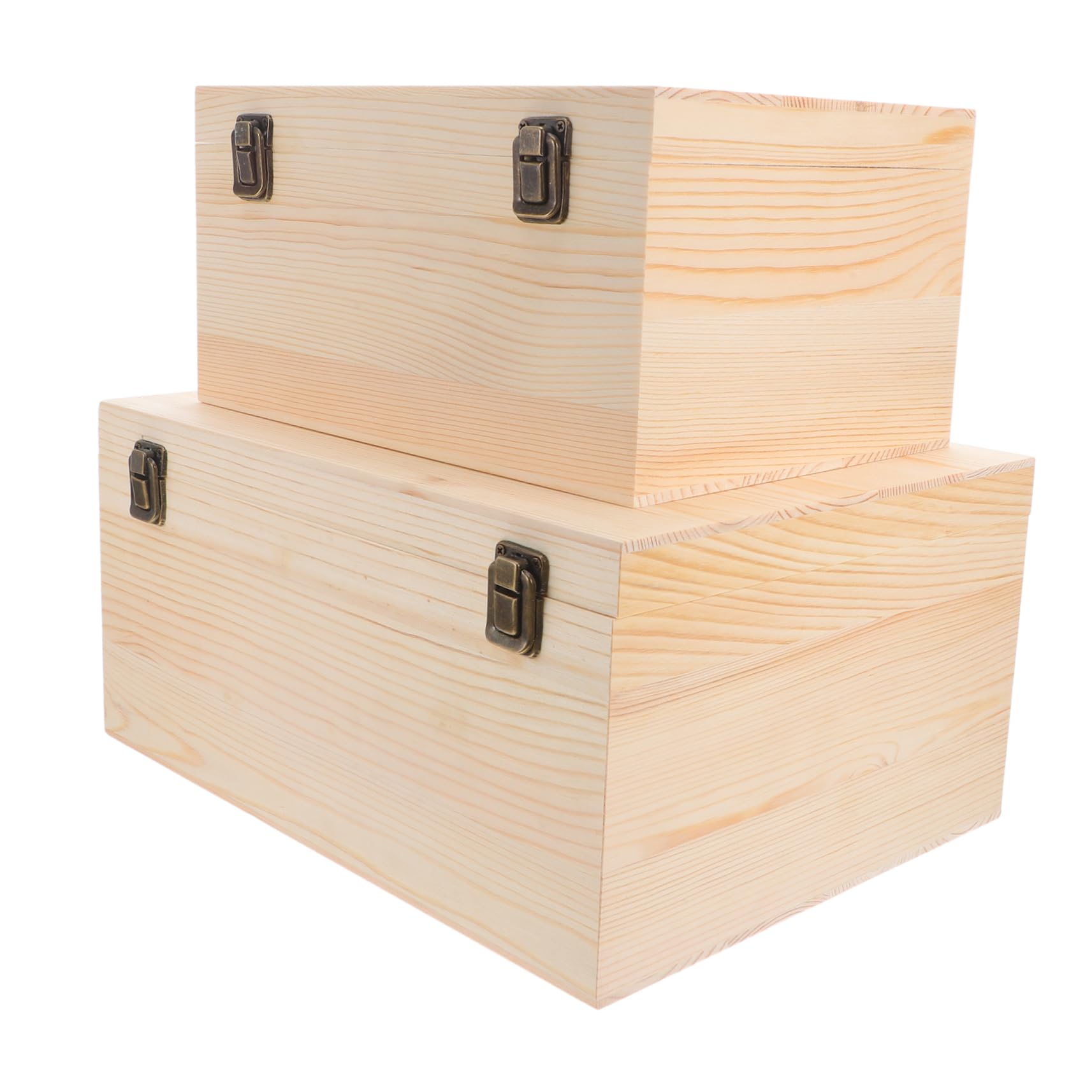 Gadpiparty 2pezzi Scatola in Legno Con Coperchio Incernierato Contenitore Per Ricordi Fai Da Te Scatola Di Legno Non Verniciata in Pino Naturale Grande Capacità Per Organizzare Oggetti Di Val