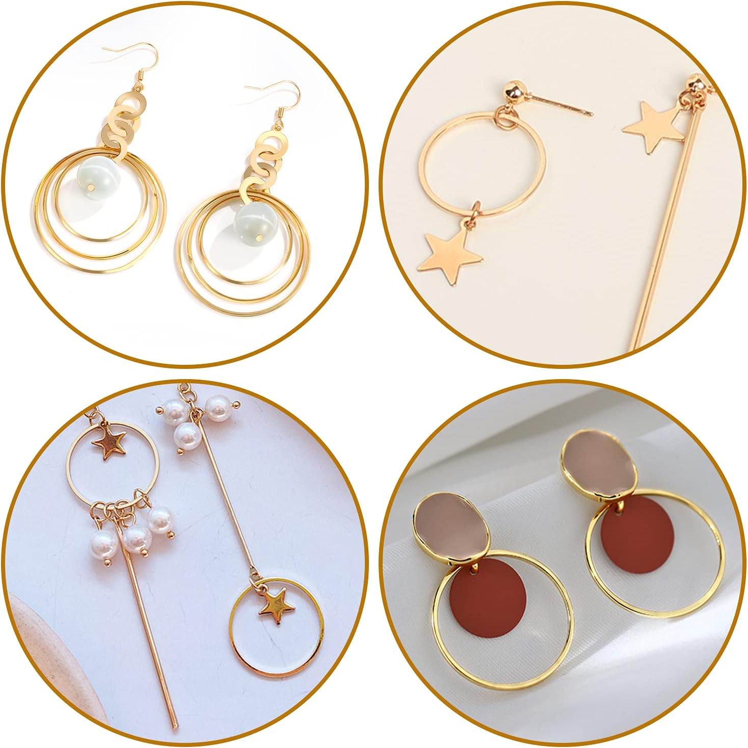Earrings Beading Hoop for Jewelry Making, FANMAOUS Earrings Findings Hoops Earring Charms Open Bezel Pendant Frame for DIY Craft,Earring Necklace,Crafts Supplies (60 pcs (Round/Square/Hexagon))