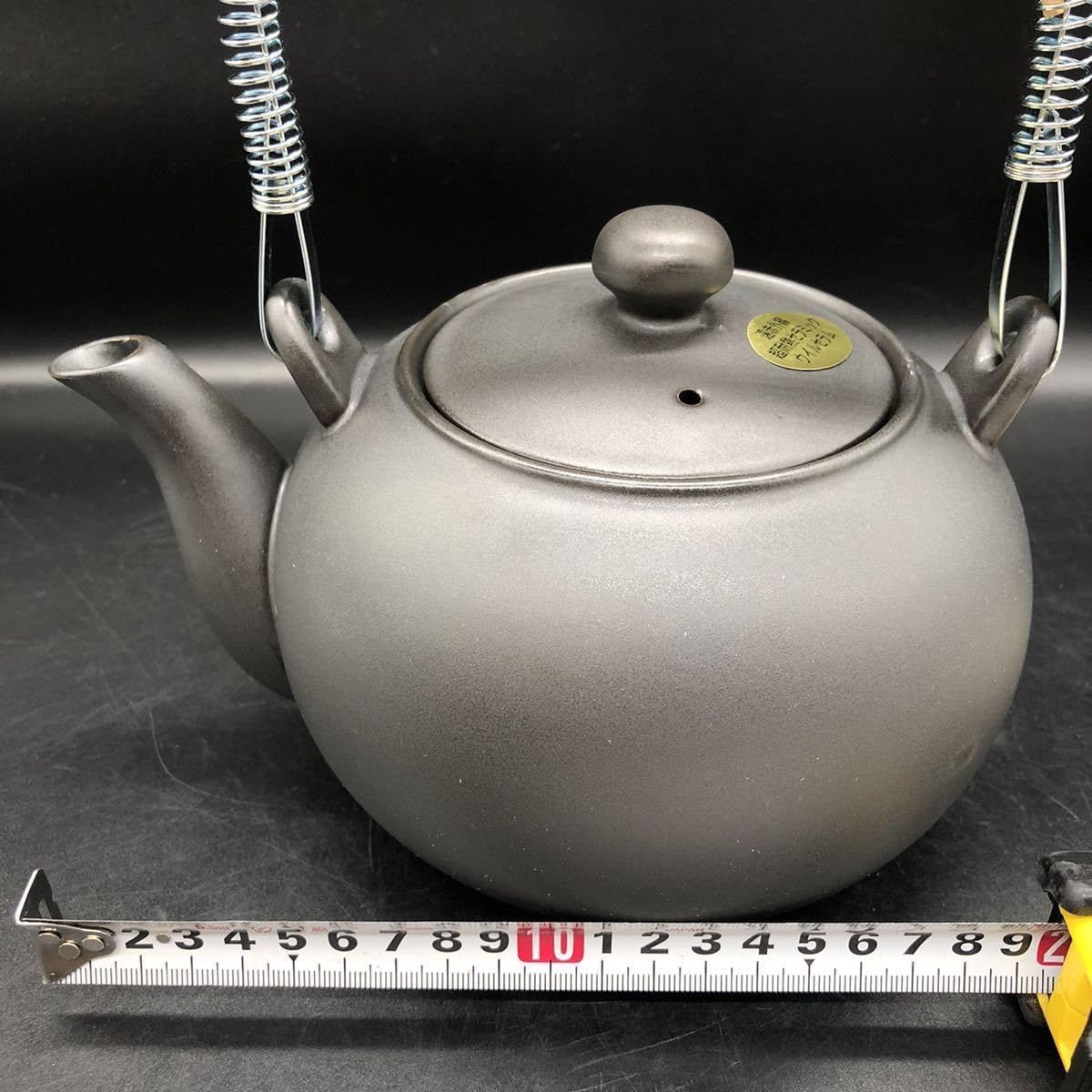 備前焼 竹内靖之 造 龍摘み 籐手付き 面取り 土瓶 急須 煎茶道具 茶器