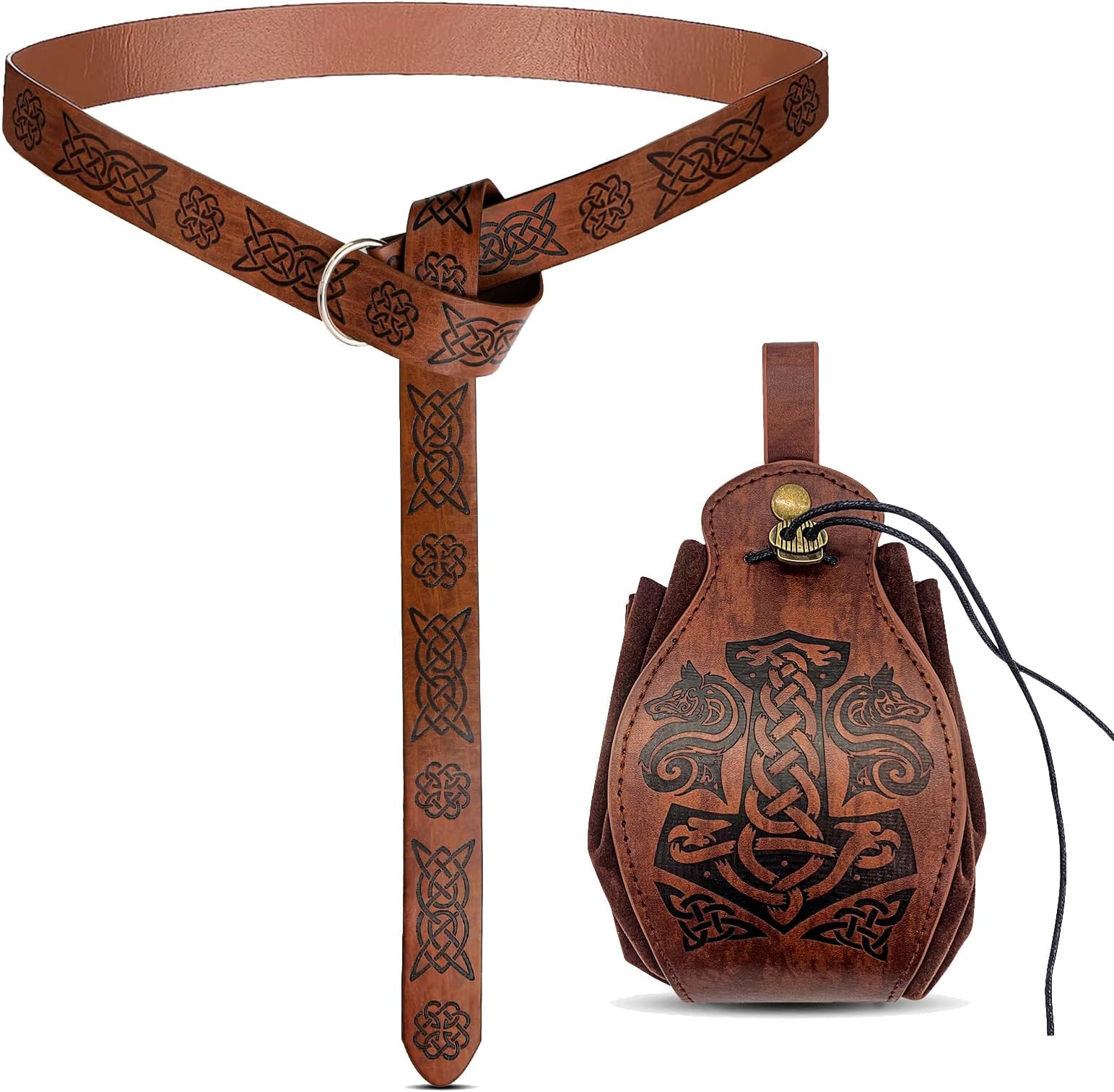 SunnyLisaMedieval Renaissance Accessories - Halloween Belt Pouch Bracer Sword Frog Set -Viking Pirate Knight Costume for Men and Women