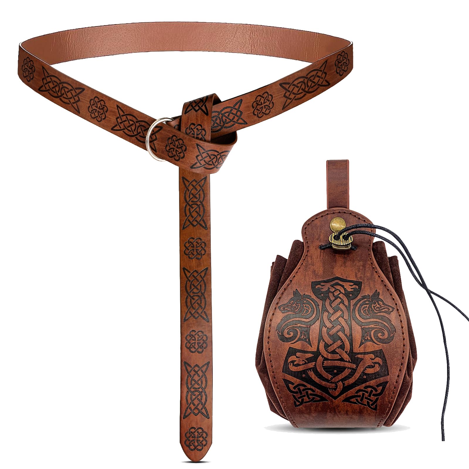 SunnyLisaMedieval Renaissance Accessories - Halloween Belt Pouch Bracer Sword Frog Set -Viking Pirate Knight Costume for Men and Women