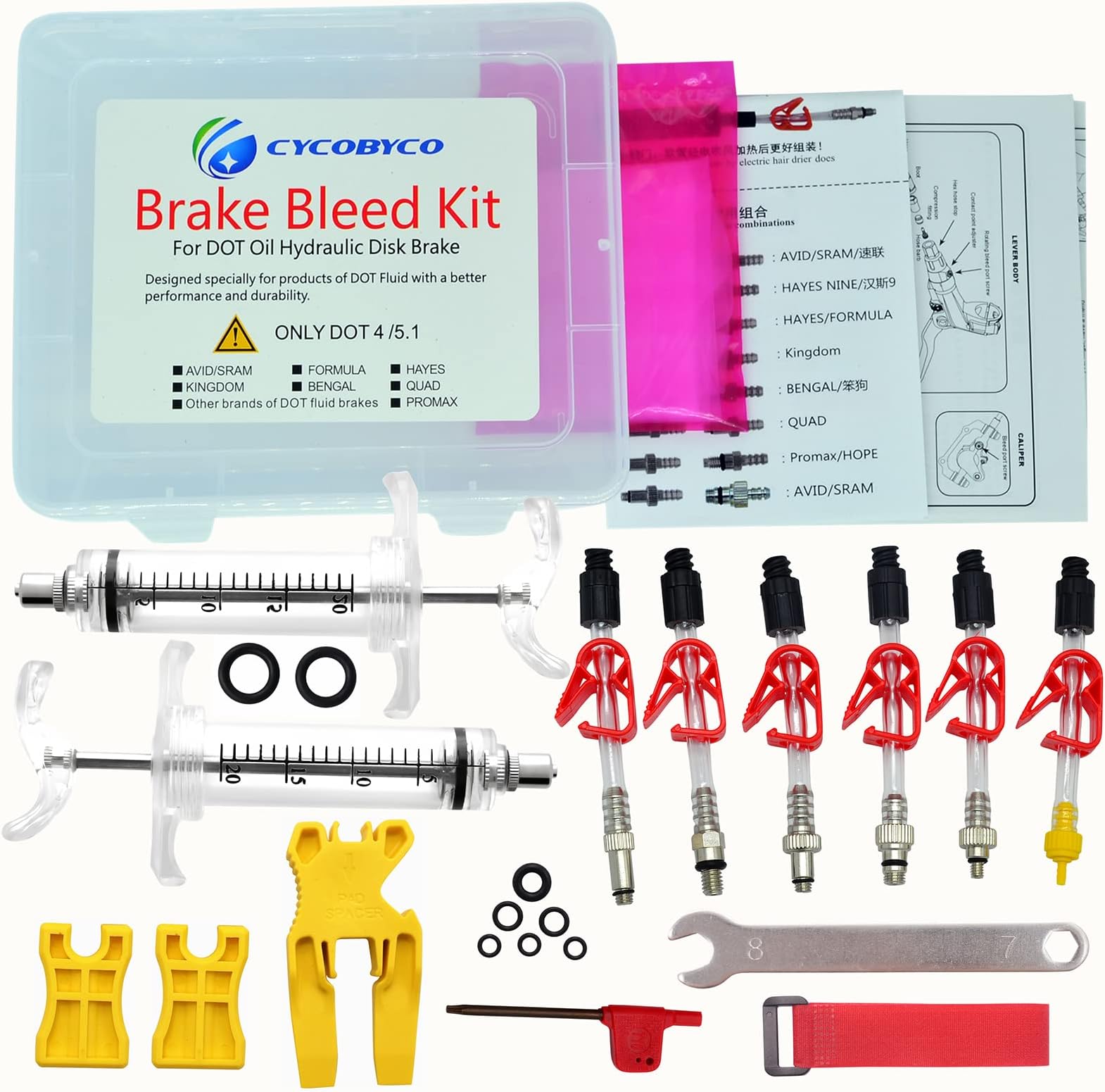 CYCOBYCODOT Oil Disc Brake Bleed Kit Bike Bicycle tool for AVID Sram DODE JUICY HOPE BNGAL HAYES J3 J5 J7 Formula