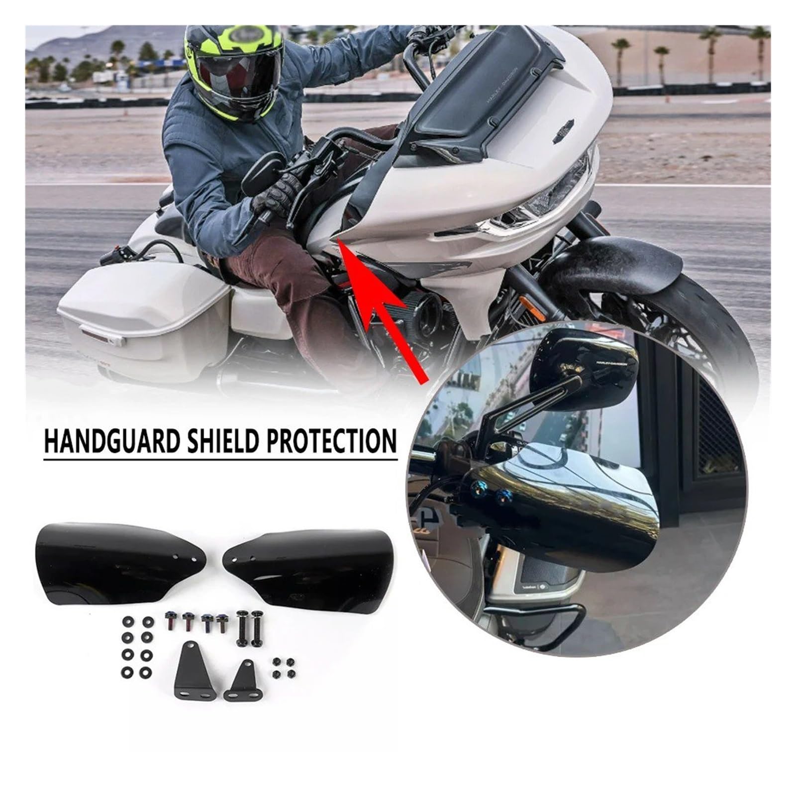 Alluminio Plastica Carbonio Per Touring Road Glide FLTRX 2024 2025 Copertura Protettiva Per Paramani Per Accessori Moto Manubrio Protezione(RED)