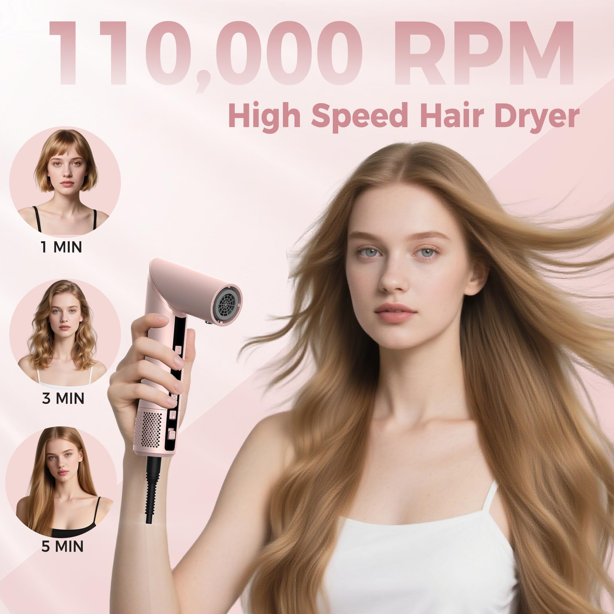MogaWave Pro Air styler 8 in 1 Hair Styler set 1400w Airbrush Haarstyler mit 110000 U/Min fön mit diffusor, Rundbürstenföhn, Lockenstab Auto-Wrap, Glätteisen, Zum Styling, Volumize, Locken und Glätten