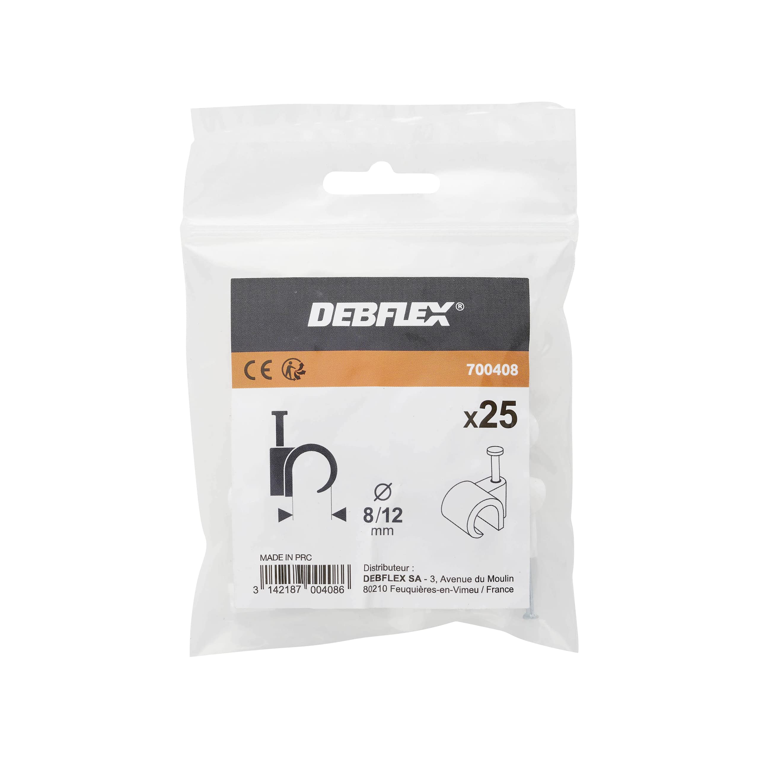 Debflex Kabelbinder-Set - 25 Stück, Ø 8-12 Mm, Mit Befestigungsnägeln - Weiß