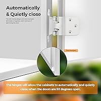 Vista 5 de Ravinte 30 paquetes (15 pares) Bisagra de inserción blanca de 3/8" para gabinetes de cocina/baño/muebles y puertas, Bisagras de cierre automático