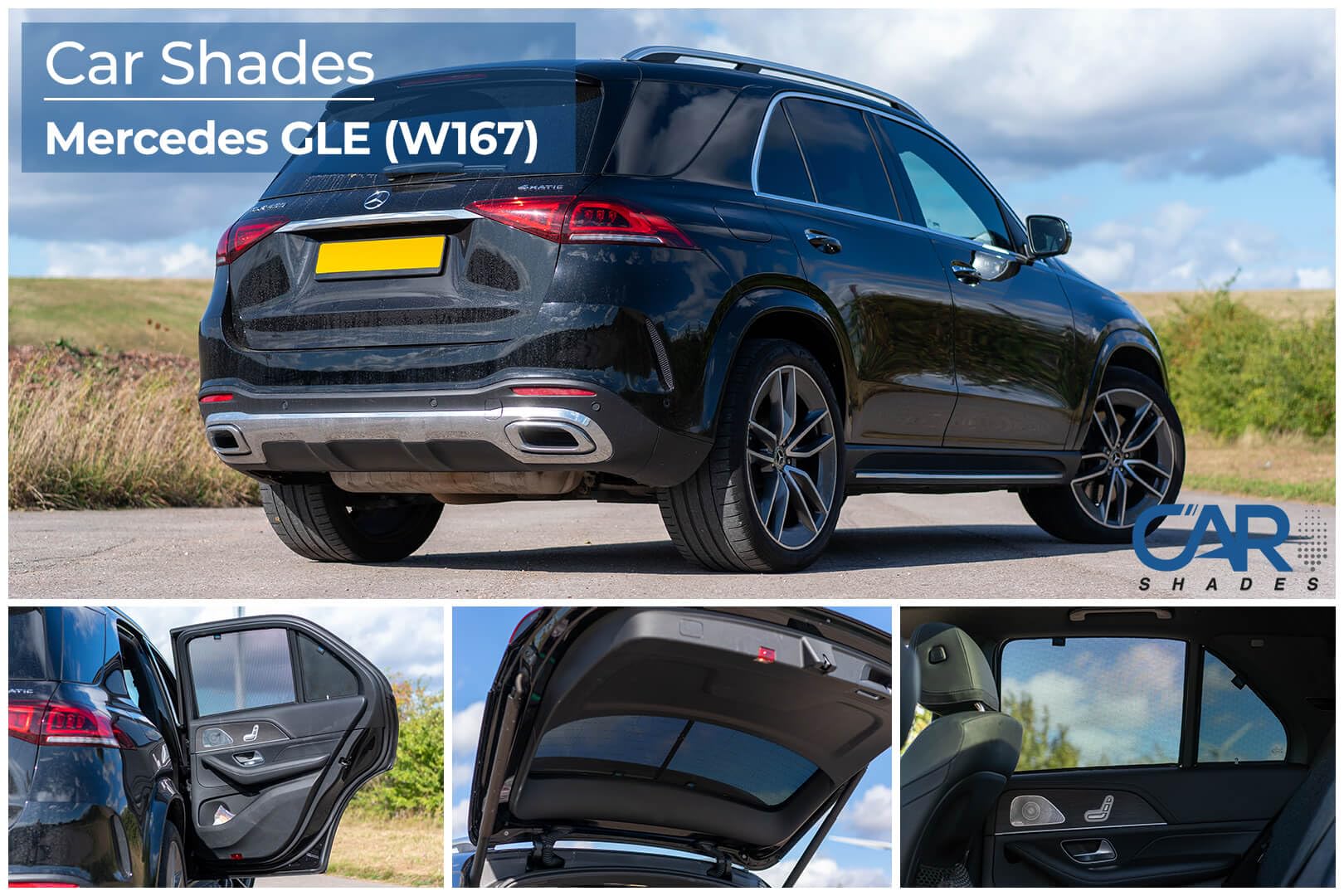 CAR SHADES zestaw kompatybilny z Mercedes GLE (W167) 2019 - (8 sztuk) niestandardowe osłony przeciwsłoneczne do samochodów