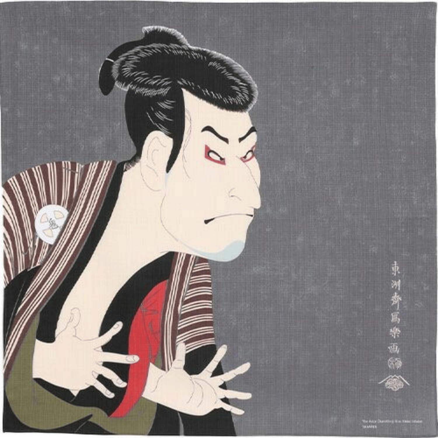 Japanese Furoshiki Wrapping Cloth, 100% Cotton, Made in Japan (Sharaku Kabuki Actor)