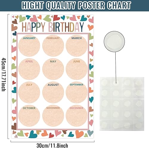 Miniatura 8 de Tabla de feliz cumpleaños para aula, 2 unidades, decoración de póster de cumpleaños de 17 x 12 pulgadas, recortes de calendario de cumpleaños de