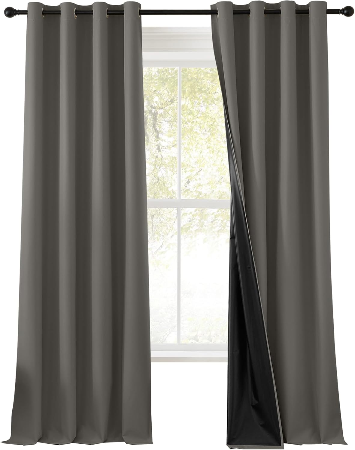 RYB HOME Grey 100% Blackout Curtains 96 inches Long for Bedroom Living Room, Room Darkening Curtains for Apartment Studio, Lightweight Privacy Window Treatment Drapes, W52 x L96, 2 Panels