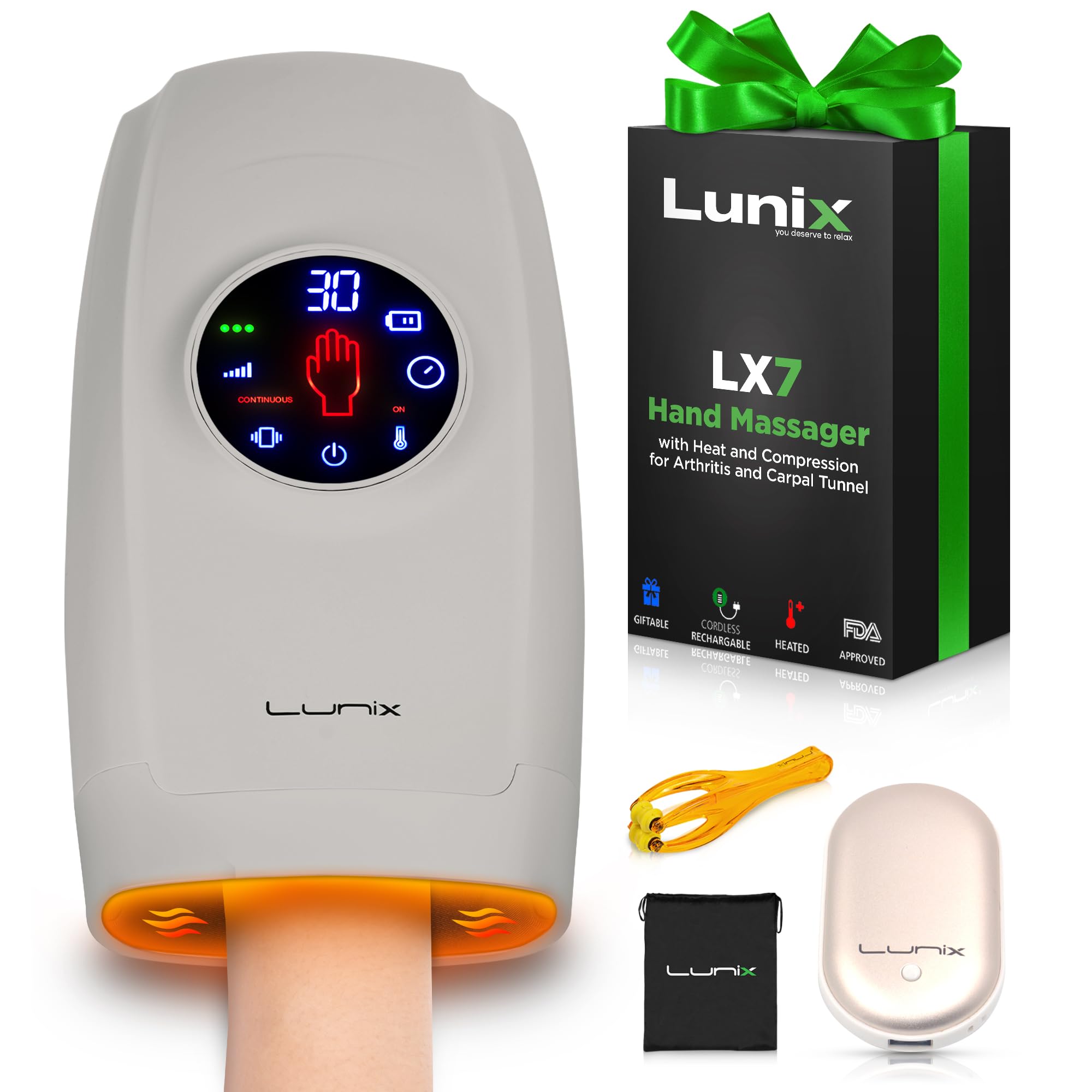 Photo 1 of Lunix LX7 FSA Carpal Tunnel & Wrist Pain Relief Device, Heated Air Compression Hand Massager for Arthritis, Mothers Day Gifts for Women & Mom, Touchscreen, Cloud Gray