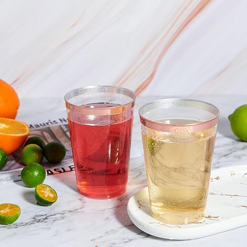 Vista 32 de Vplus Paquete de 150 vasos de plástico transparente reutilizables de 12 onzas, vasos desechables de plástico resistentes para fiestas, Navidad
