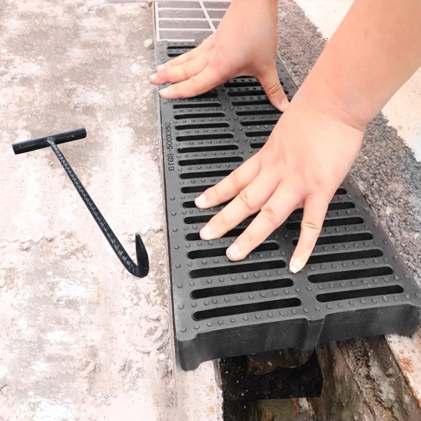 Wytrzymała czarna pokrywa odpływowa 35 cm stalowa pokrywa włazu do rusztu kanalizacji deszczowej i płyty kanałowej - pasuje do odpływów o szerokości 10 60 cm - trwała i odporna na warunki