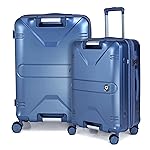 Verage Luxe Romero Set of 2 (M+L) Polycarbonate Hard Shell Luggage with TSA Lock, Lightweight Trolley Suitcase with Double Spinner Wheels, 5-Year International Warranty (24/28,Midnight Blue)