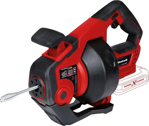 Einhell TE-DA 18/760 Li Power X-Change 18V Cordless Drain Cleaner | 7.6m Cleaning Spiral, Forward/Reverse, LED, Water Inle...