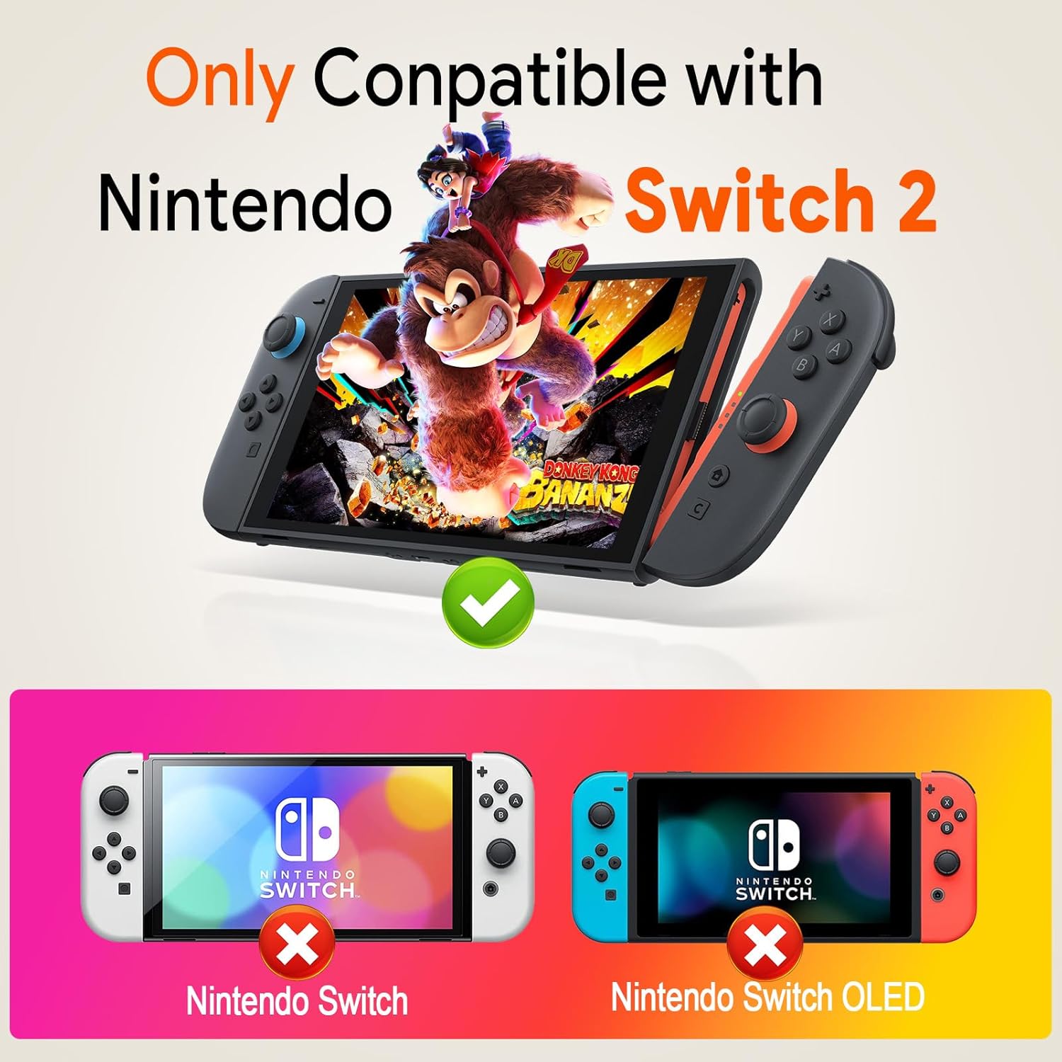 Ergonomic Console Grip with 5 Game Slots for Nintendo Switch 2 (2025) - Perfect for Handheld Mode, Large Hands, and Comfortable Gaming - Hard Shell, Black (Not Compatible with Switch 1) - Image 2