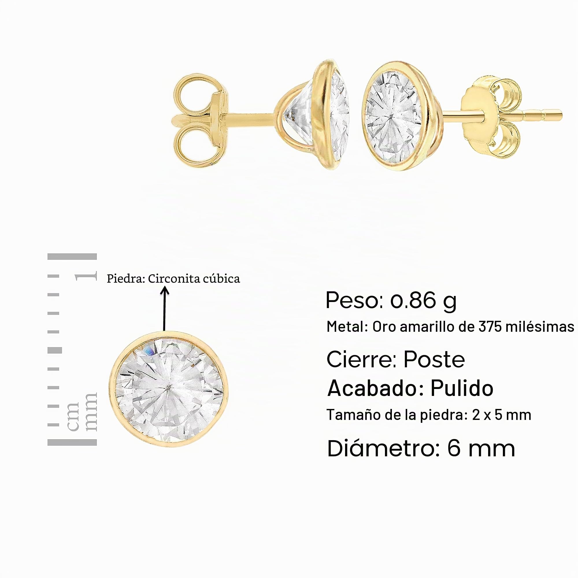 Pendientes de mujer con oro 9 K (375) y circonita