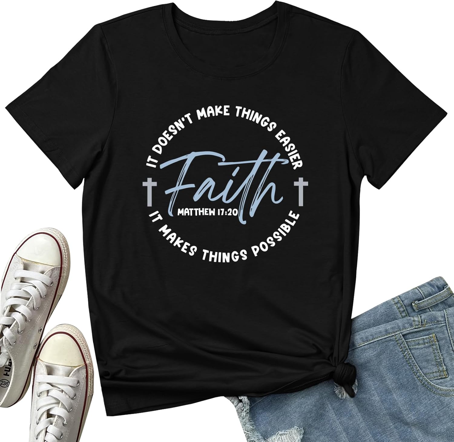 BLACKMYTH Womens Faith Graphic Tees Fashion Tshirts