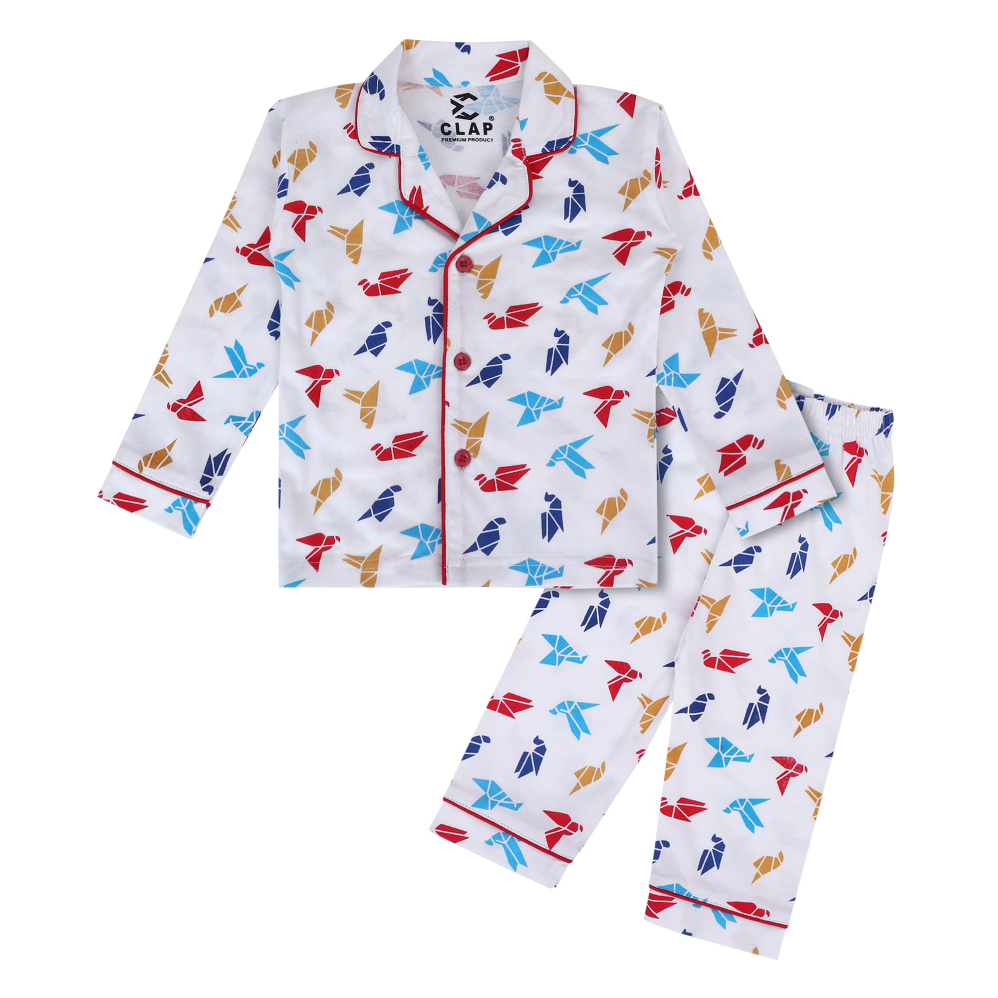 CLAP Kids Cotton Printed Full Sleeves Night Suit