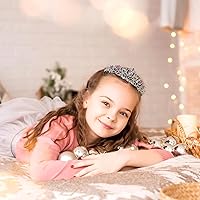 Vista 6 de PAPARELA Corona de cristal plateado, tiaras y coronas de diamantes de imitación rosas para mujer, diadema con peines, corona de concurso, tiara