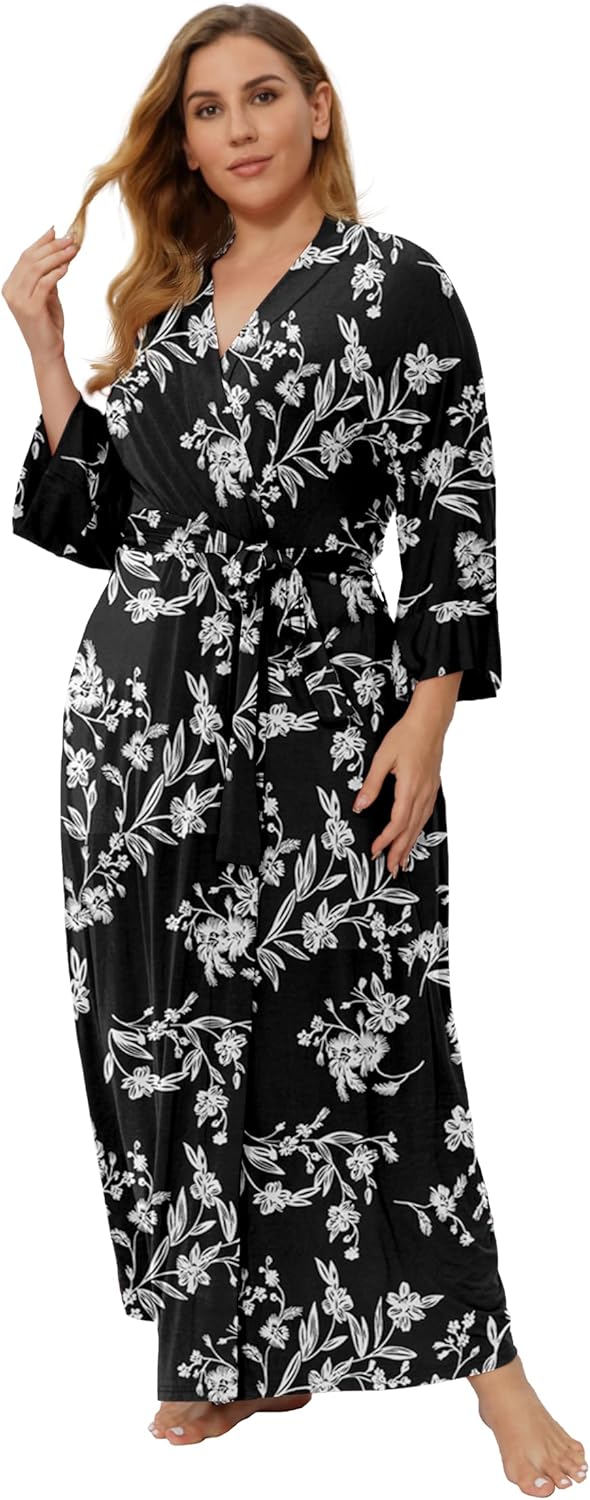 Super Shopping-zone Women's Plus Size Long Robes Kimonos Plus Size Maternity Robes Delivery Robes Sleepwear - Image 3