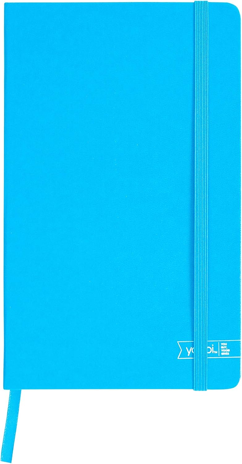 Yoobi Blue Journal | Durable Hardcover Notebook with Elastic Closure | College-Ruled, 80 Lined Sheets | Perfect for Writing, School, Work, Lists | You Buy, Yoobi Gives | 5.2" x 8.5"