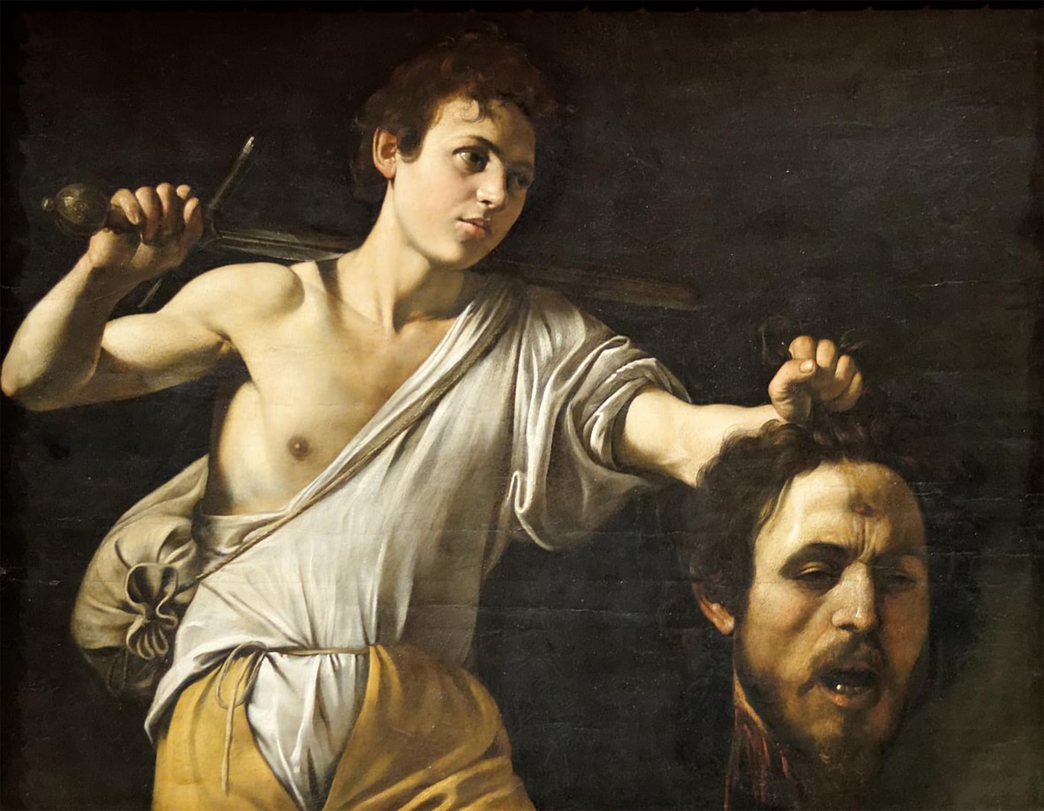 ARTXLXXBN Famous Painting Canvas Artwork Graffiti Print David with the Head of Goliath by Merisi Caravaggio Portrait Canvas Image for Home Decor 60x90cm