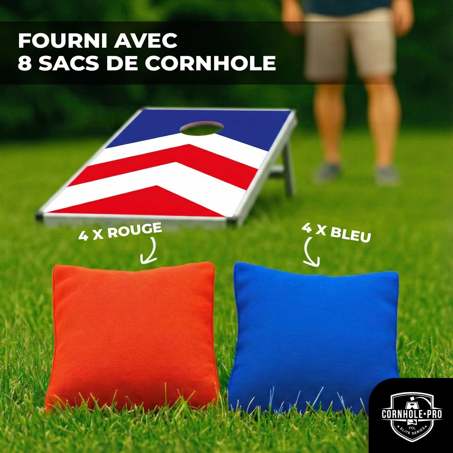 Cornhole Officiel En Bois 90x60cm - Plateaux Premium + 8 Sacs + Housse - Jeu Extérieur Jardin Plage