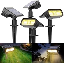 Moxled Solar Lights for Outdoor Garden, 3000 K Warm White Solar Spotlight, Pack of 4, IP65 Waterproof Garden Lights, 2 Brightness Modes, Solar Lights for Outdoor Garden, Yard, Walkway