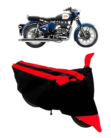 GUBBINS Semi Waterproof Motorcycle Cover Compatible with Royal Enfield Bullet 350 All Weather Dustproof Cover (Red)