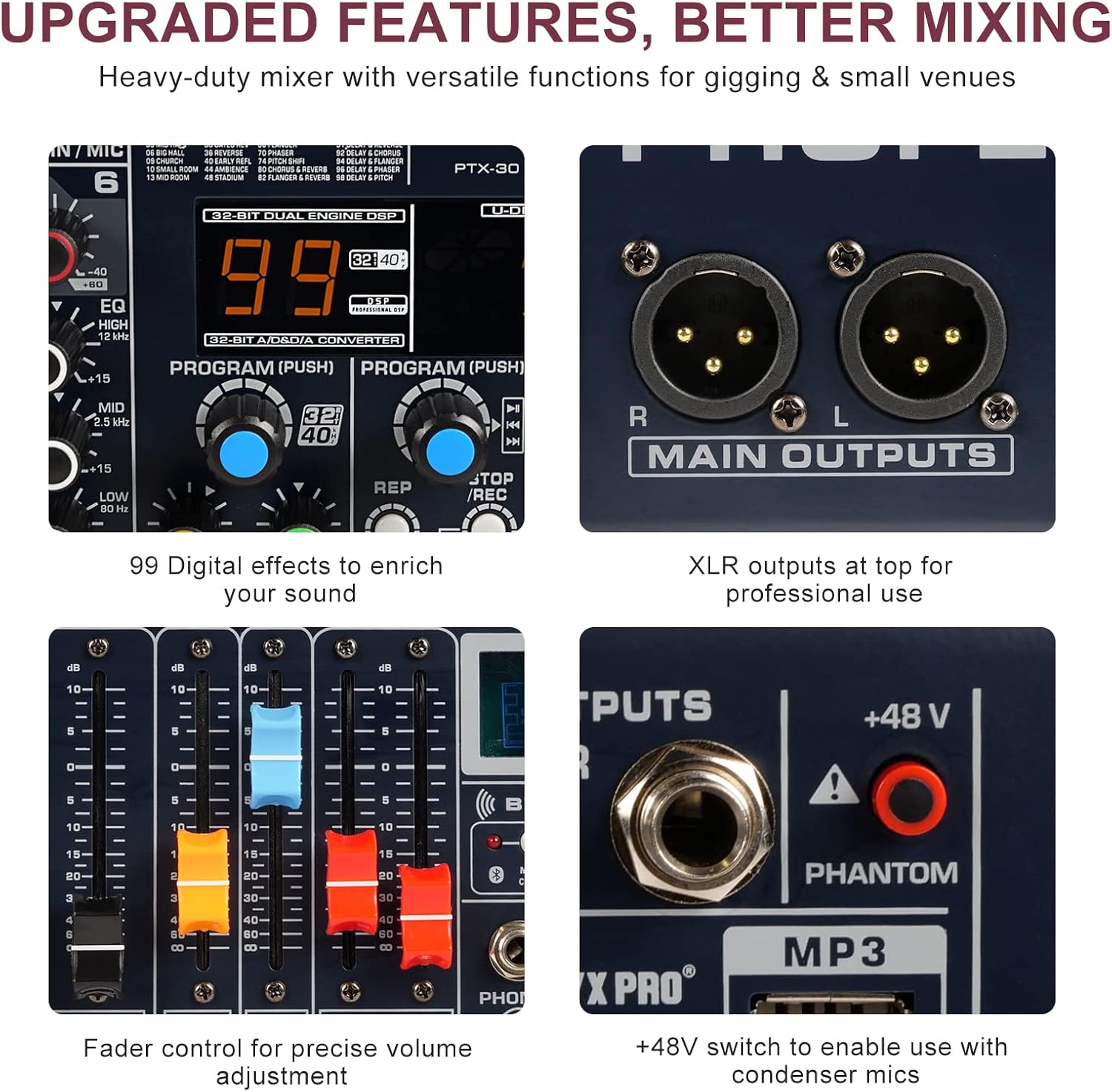 Mezclador de audio profesional para DJ mezclador de sonido Phenyx Pro