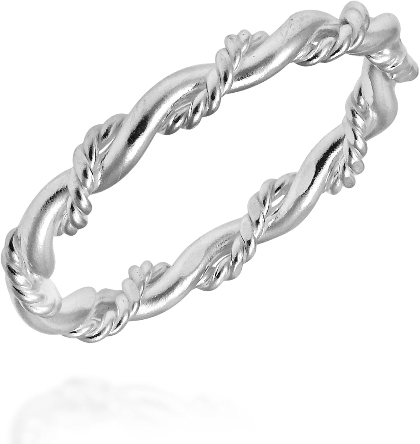 AeraVida .925 Sterling Silver Twist Round Thread Double Strand Braided Ring Band for Women | Polished Stackable Comfort Fit Minimalist Silver Ring | Jewelry Gift for Anniversary Daily Wear | Sizes 4–11