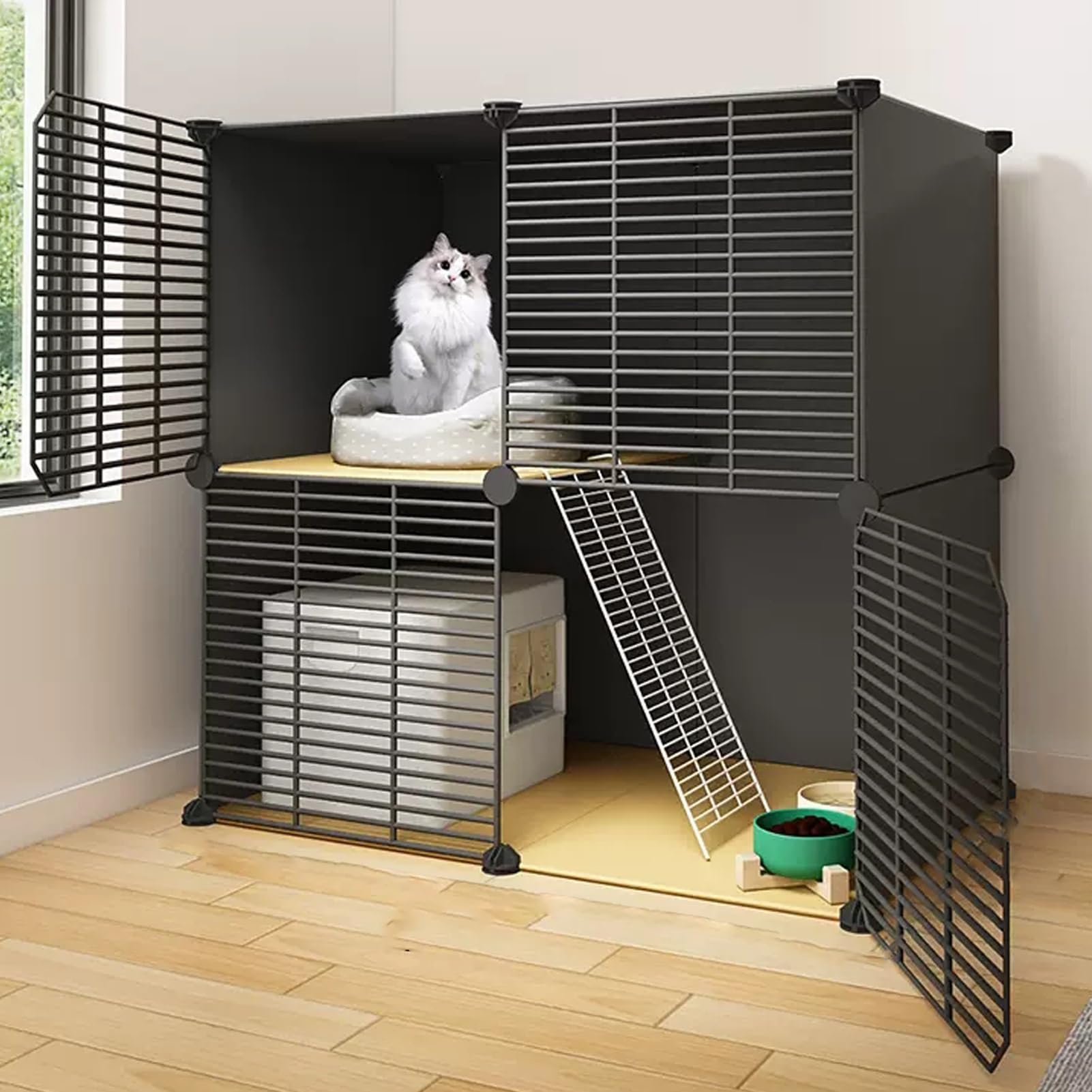 Habitat sûr pour petit chat cage d'intérieur modulable en métal