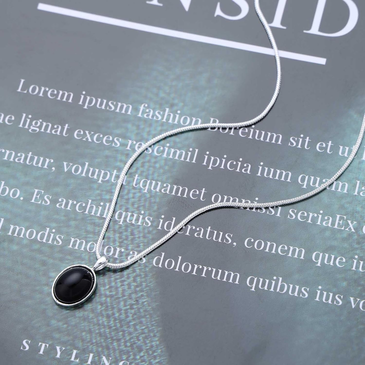 Boho Oval Onyx Necklace Choker Black Gemstone Pendant Necklaces Onyx Gemstone Necklace Silver Black Onyx Stone Necklaces Jewelry for Women - Image 4