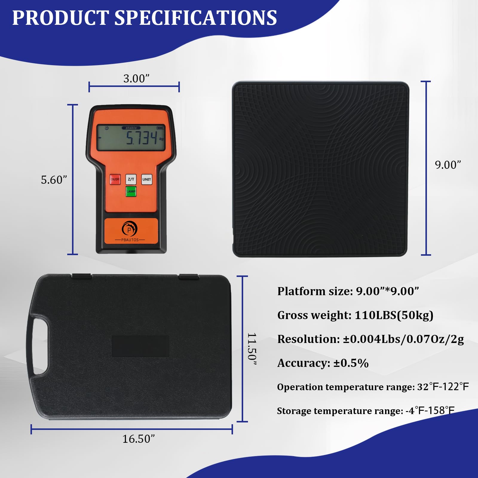 Báscula electrónica digital de carga de refrigerante de 110 libras con funda portátil, báscula de refrigerante HVAC en mayor precisión para todos los tanques de recuperación de refrigerante