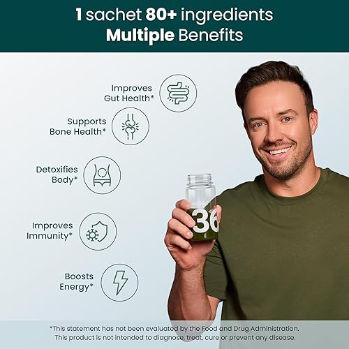 Miniatura 2 de 360 Ultimate Health Powder para mujeres y hombres  Nutrición integral con más de 80 vitaminas, minerales, probióticos y superalimentos  Apoya la