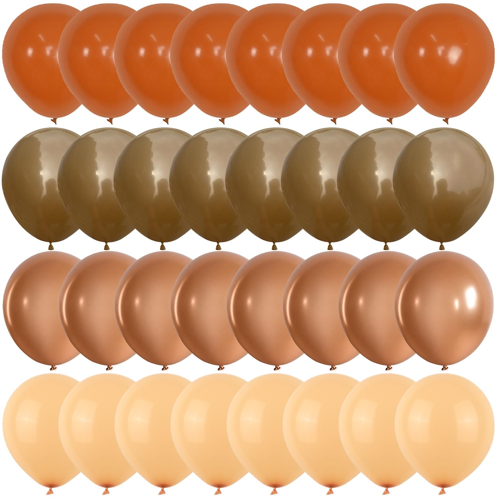Froova Orange and Brown Balloons, 12 Inch Burnt Dark Orange Brown Terracotta Copper Apricot Nude Balloons for Boho Birthday Fall Autumn Baby Bridal Shower Thanksgiving Halloween Party Decorations