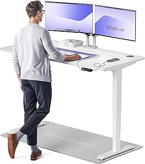 Desktronic HomePro Höhenverstellbarer Schreibtisch 160 × 80 cm – Elektrischer Schreibtisch Mit Zwei Elektrischen Motoren, Touchscreen-Steuerung und Integrierten USB-A- und USB-C-Ladeanschlüssen