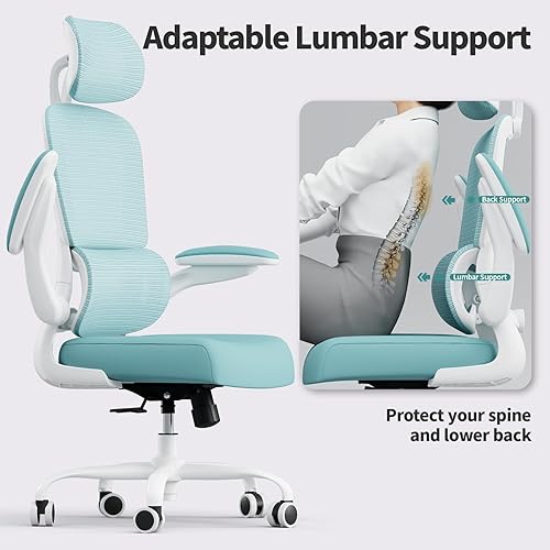 Vista 7 de TRALT Silla de oficina ergonómica, silla de escritorio ergonómica de 330 libras, sillas de escritorio de oficina de malla para el hogar con ruedas