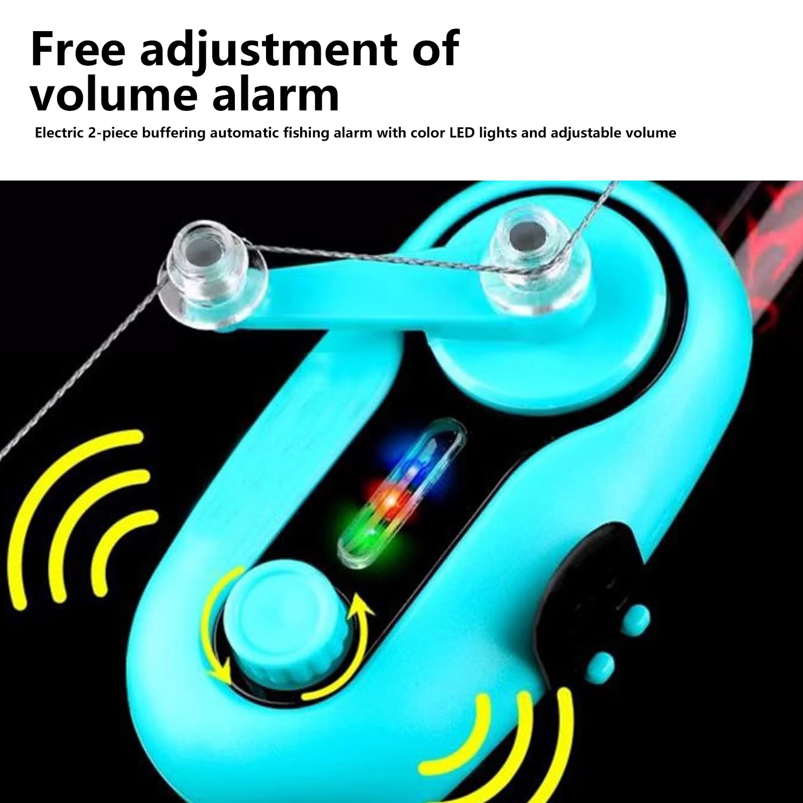PORFOYO Lot de 2 détecteurs de touche électroniques, avec lumière LED et son, contrôle du volume, alarme électronique pour la pêche de nuit et différentes cannes à pêche