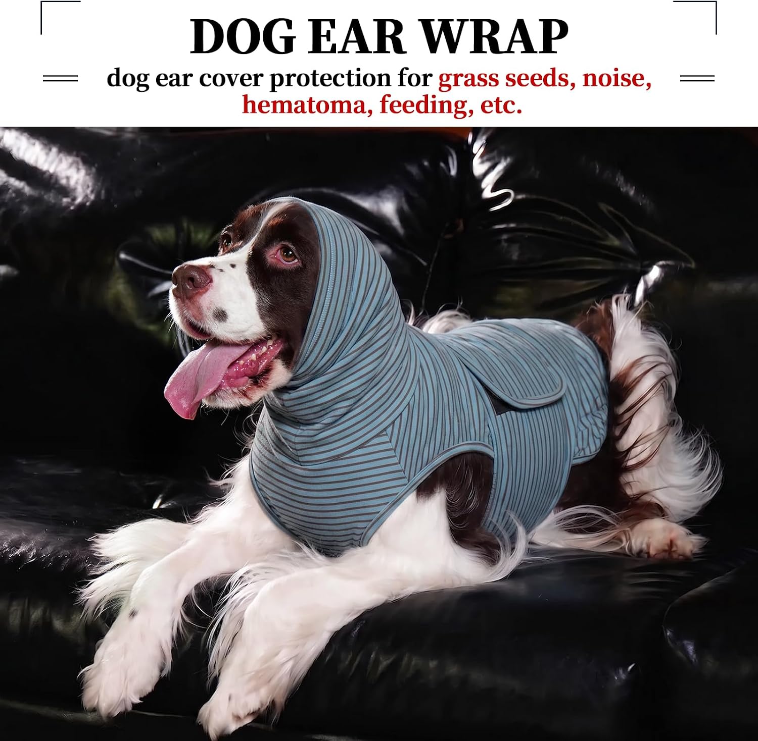 ROZKITCH Calming Hoodie for Dogs, Dog Sweatshirts for Medium Dogs with Hoodie Soft Ears Cover Wrap, Anti Itch Pet Shirt for Fireworks Travel Vet Visit, Anxiety Vest BlueStripe M