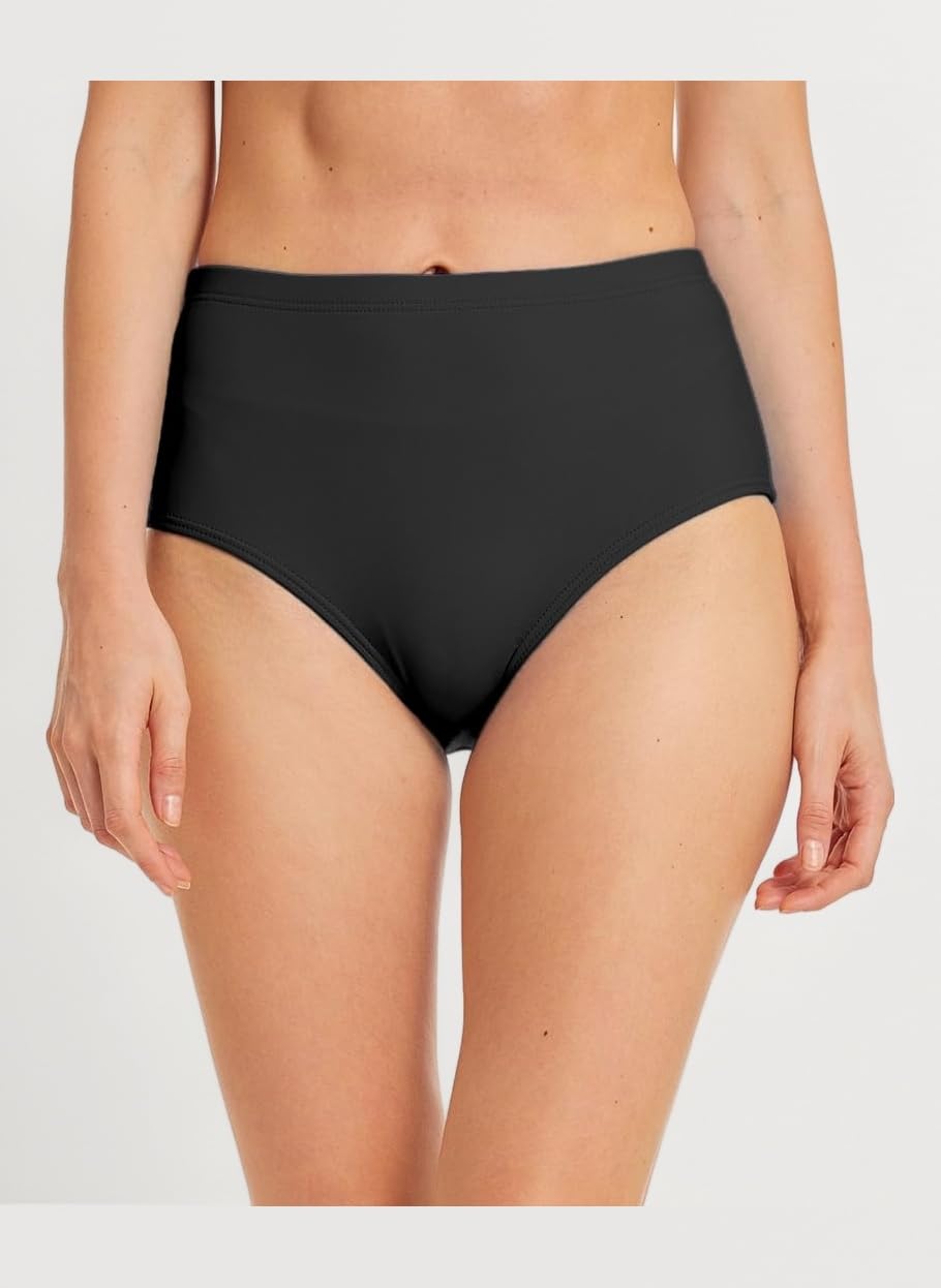 Women's High Waist Retro Basic Full Coverage Swimsuit Briefs - Swim Bottom, Swimwear Briefs, Size 16, Solid