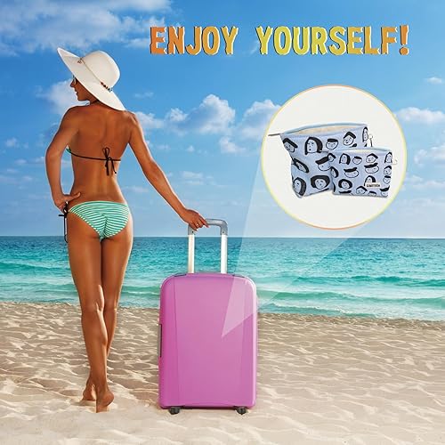 Miniatura 10 de GUMITOON Bolsas de cosméticos de pana para mujer, organizador de maquillaje de sonrisa, bolsa de almacenamiento de maquillaje de gran capacidad,