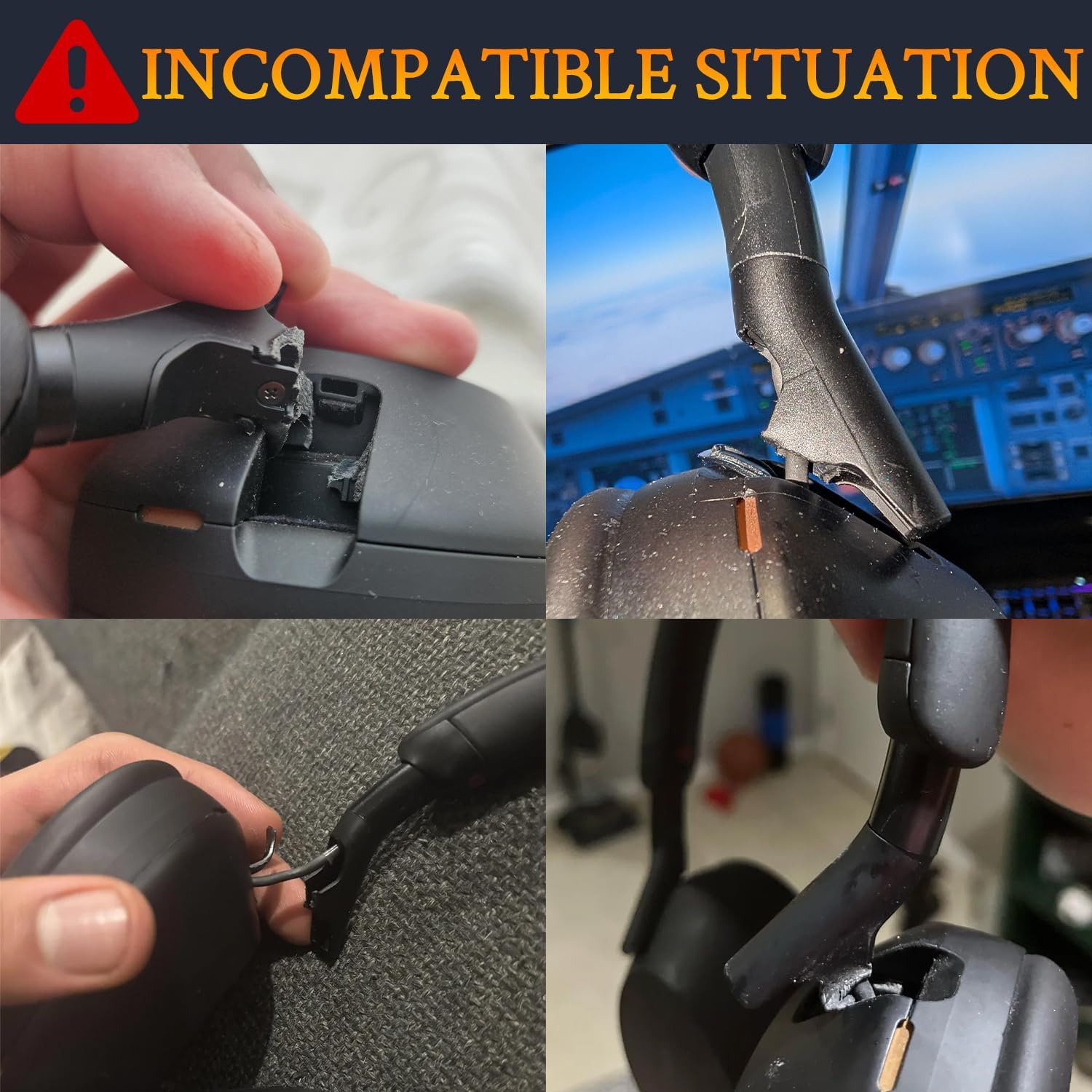 SOULWIT Broken Hinge Repair Part for Sony WH-1000XM5 (WH1000XM5), Reinforced Protective Joint Connectors for XM5 Headband Folding Side Cover Slider to Fix and Prevent Breakage - Black