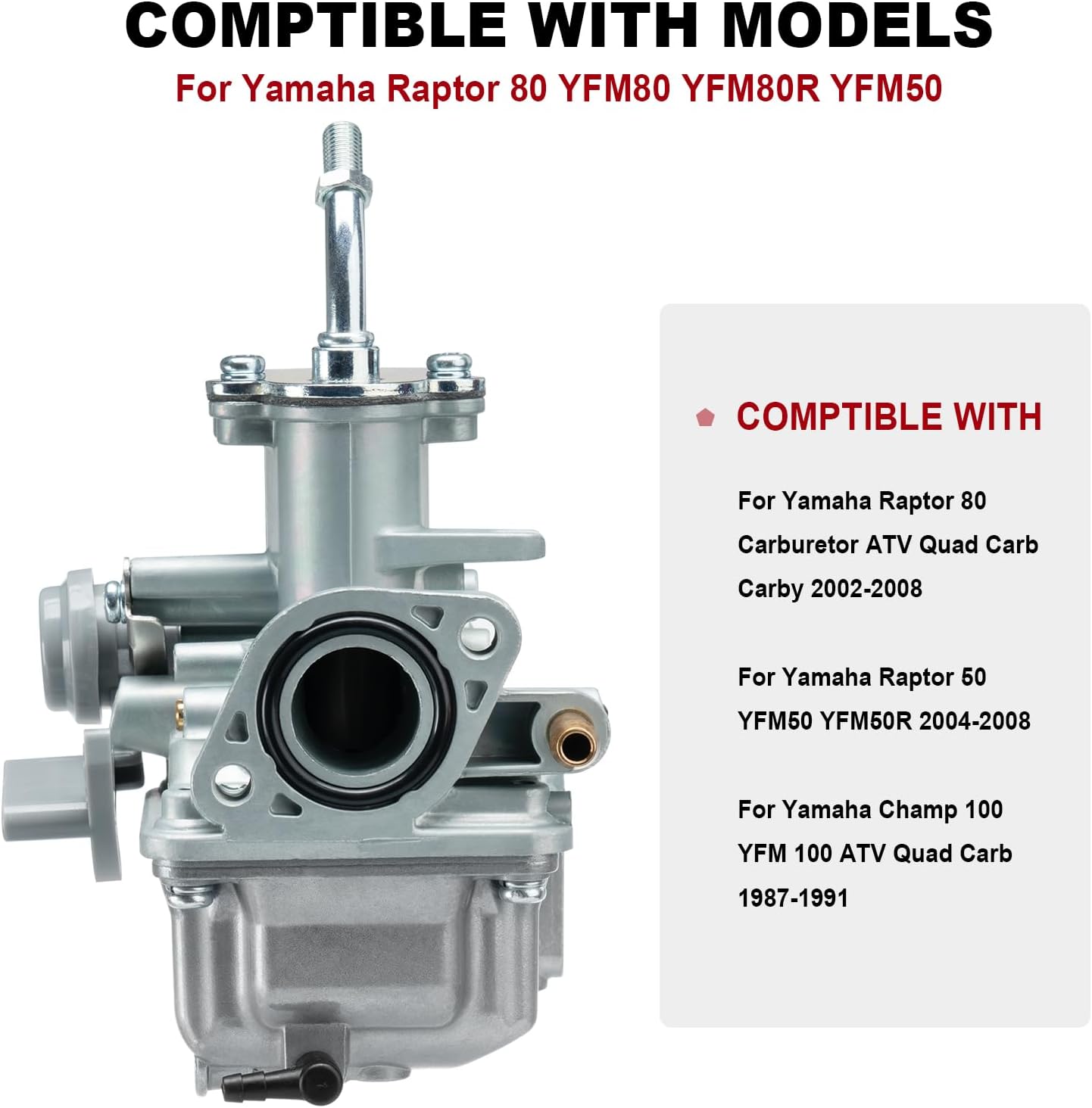 YFM80 Carburetor for Yamaha Moto 4 Raptor 80 YFM80 YFM80R YFM50 2002 2003 2004 2005 2006 2007 2008 Champ 100 YFM100 1987-1991