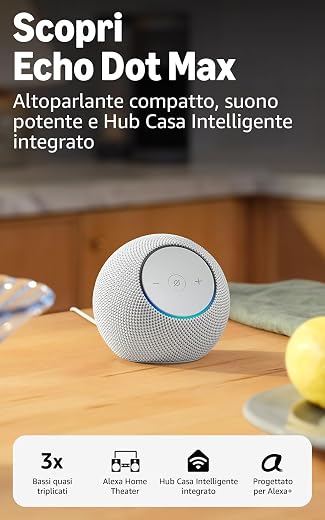 Amazon Echo Dot Max (newest gen), Alexa speaker with room-filling sound and built-in smart home hub, Glacier White