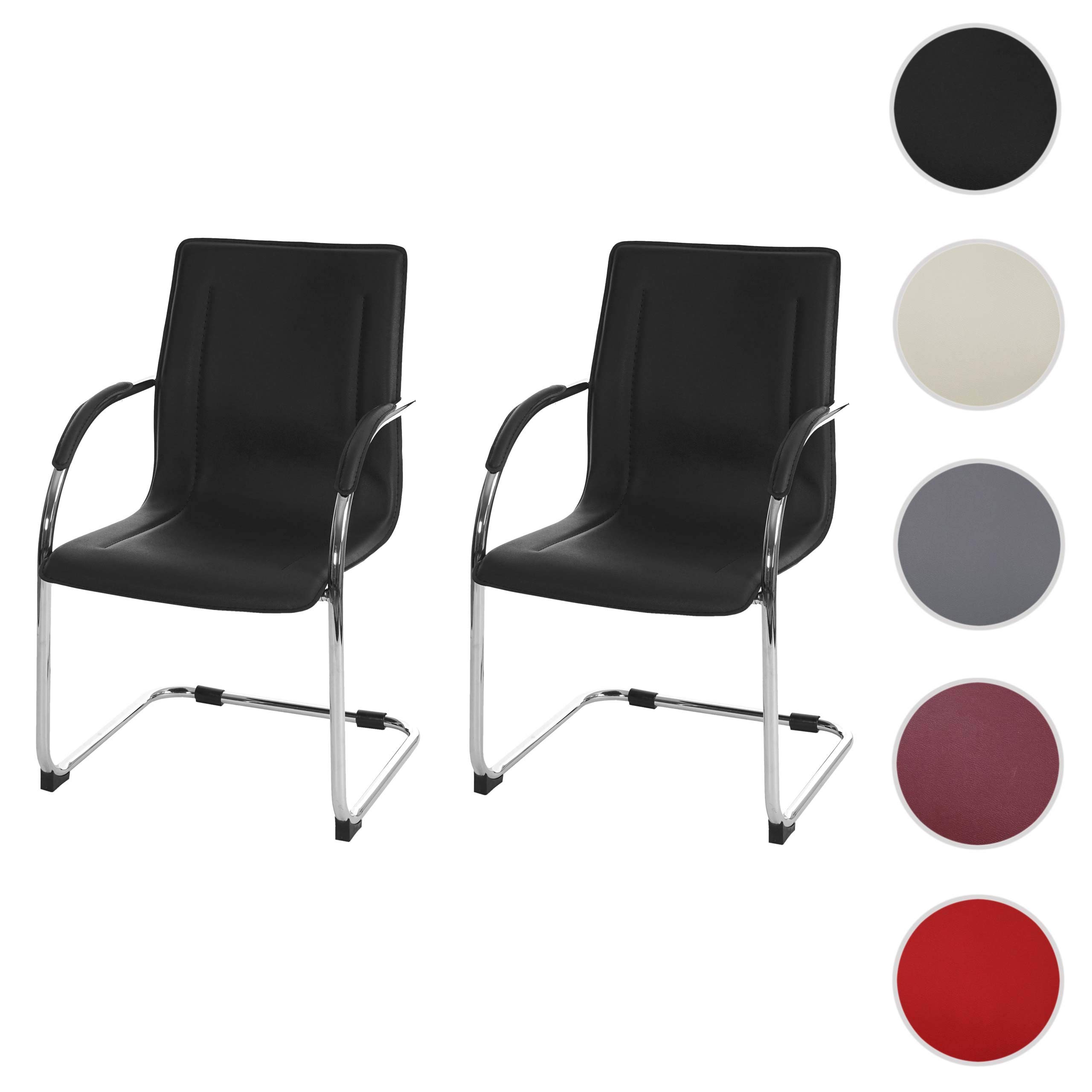PROREGAL 2er-Set Konferenzstuhl Sammy HxBxT 93x56x56cm Sitzhöhe 47cm Besucherstuhl Freischwinger Weiß Wartezimmer Büro