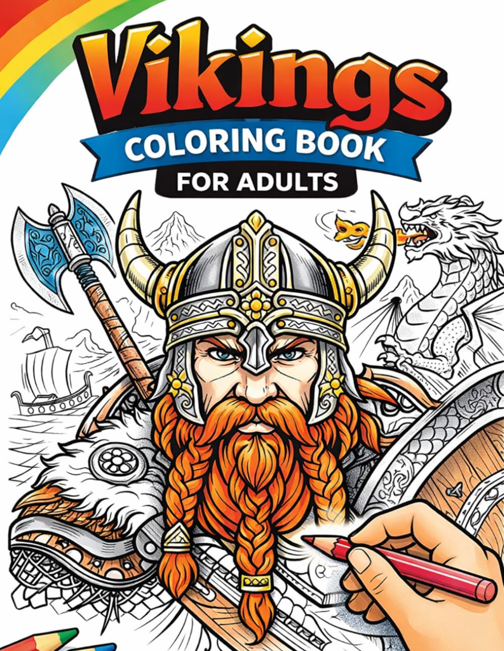 Vikings Coloring Book for Adults: 40 Illustrations of Warriors, Norse Mythology, and Nordic Landscapes for Relaxation and Stress Relief