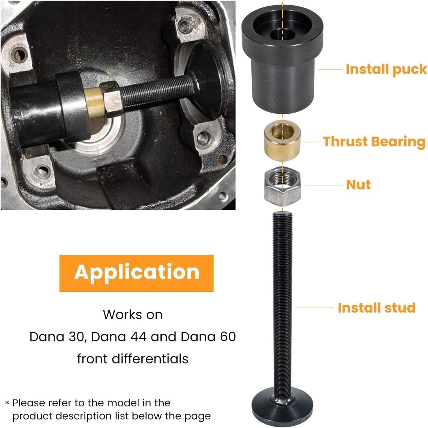 Front Inner Axle Side Seal Installation Tool Replacement Compatible with Dana 30, Dana 44 & Dana 60 Axles Front Differentials Jeep Wrangle Ford Dodge Volve and more